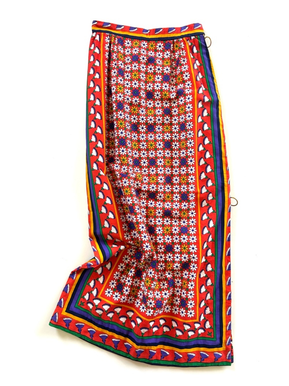 Vintage Retro Orange White Floral Patterned Skirt